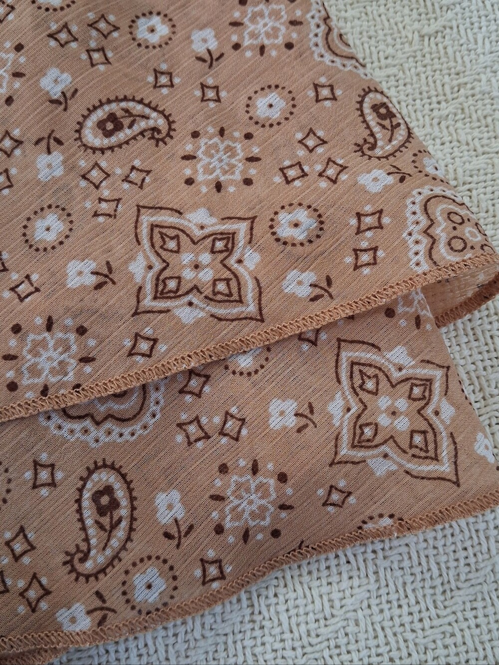 aerie ♡ wrap mini skirt brown paisley extra large lined - Picture 12 of 12